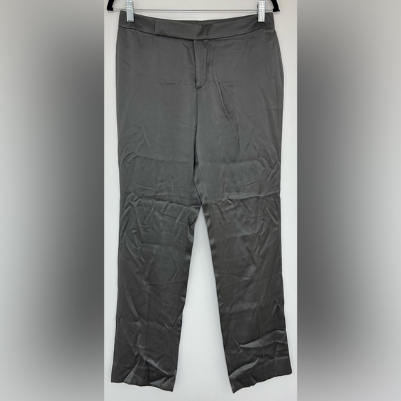 Ralph Lauren Black Label 100% Silk Gray Straight Pants Size 6 NWT - Picture 1 of 7
